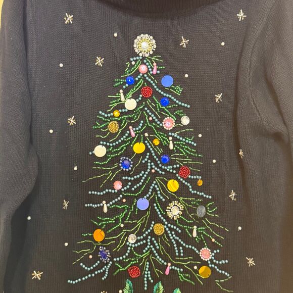 Vtg Victoria jones Ugly Christmas Sweater Womens Large Oversized Multicolor - Picture 2 of 5